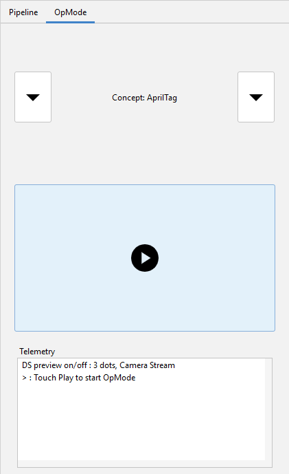 The OpMode selection and control panel as depicted in EOCV-Sim